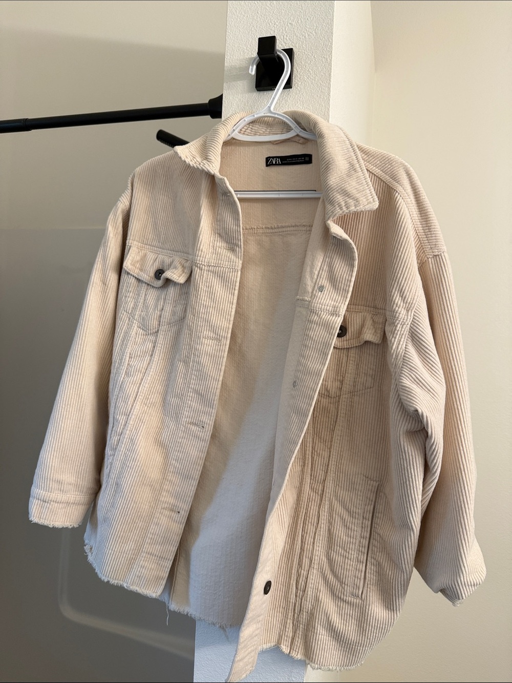 Zara Beige Corduroy Jean Jacket